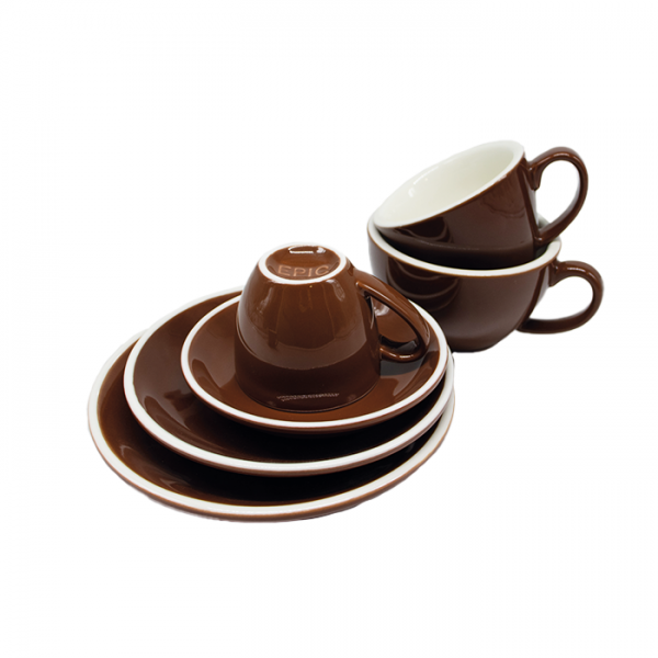 PACK 6 UNIDADES TAZA & PLATO EPIC TULIP CARAMEL 145ML